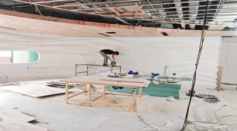 湖南長(zhǎng)沙會(huì)所GRG波浪板背景墻工程案例