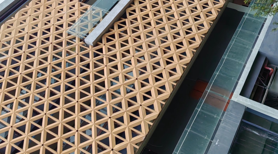 惠州茶園UHPC鏤空幕墻板完工落地效果