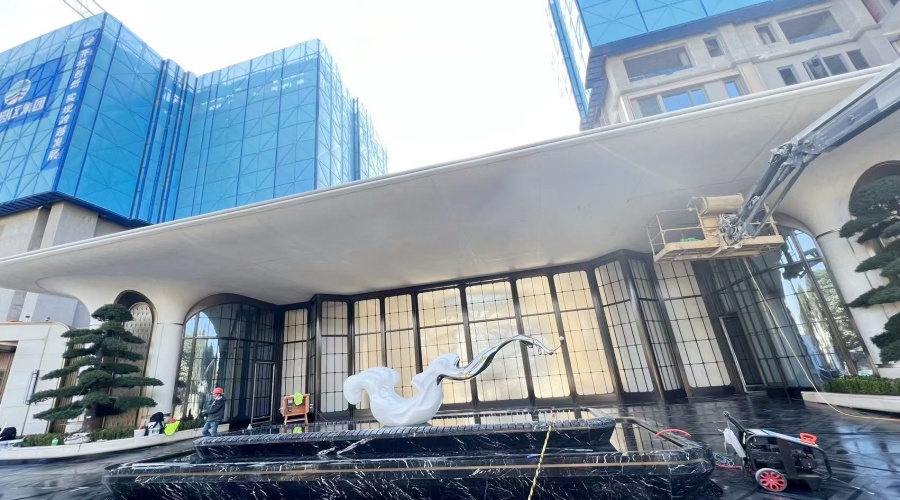 福建江灣道售樓部水磨石UHPC柱子造型工程案例